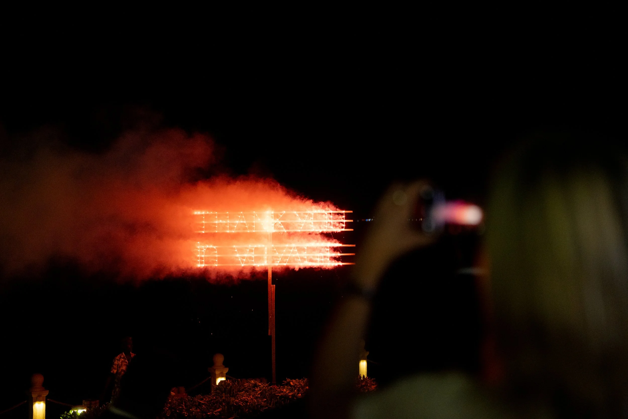 "Thank you inVOYAGE" in sparklers