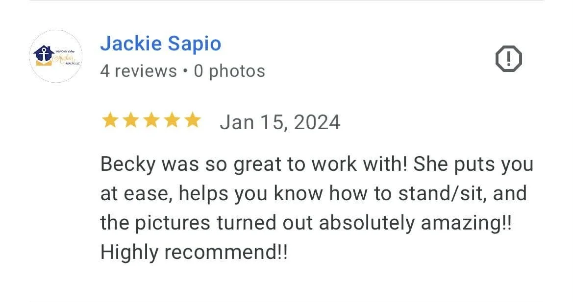 Screenshot of a Google review for Jackie Sapio, praising her for her helpfulness and skills in photography, dated January 15, 2024.