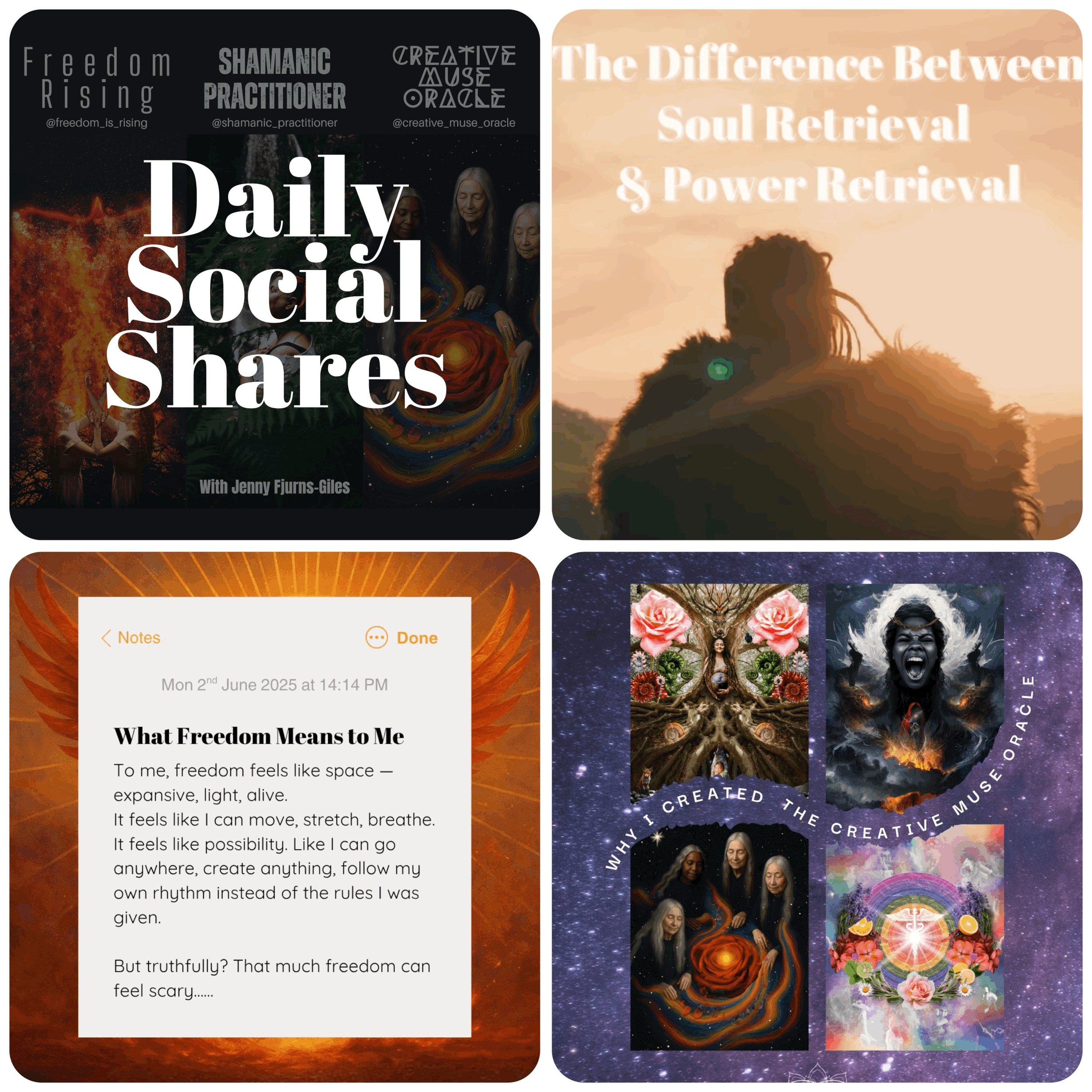Daily Social Shares: 2nd June 2025 - What Freedom Means to Me + Soul Retrieval vs Power Retrieval + Why I Created - Creative Muse Oracle
