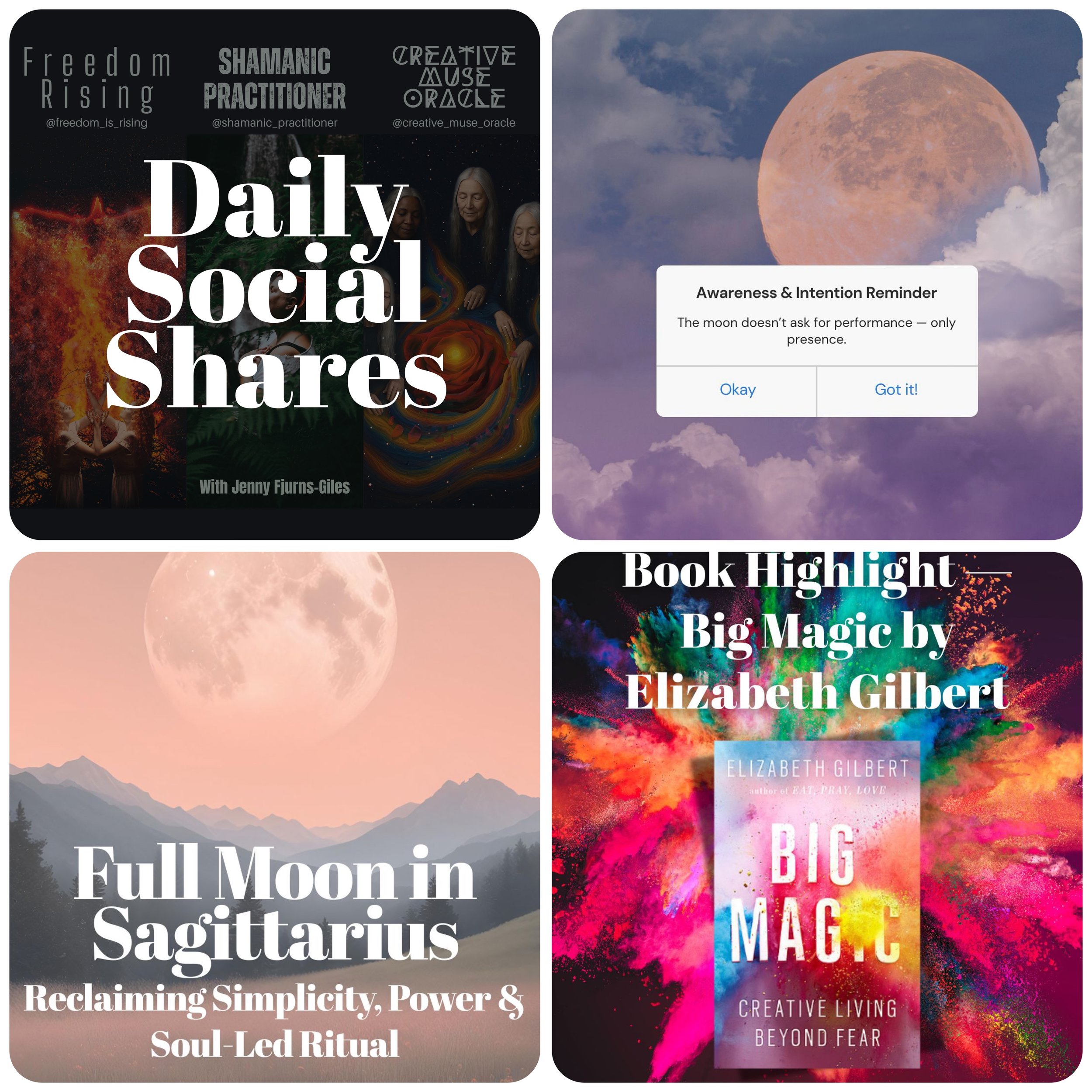 Daily Social Shares: 11th June 2025 - Full Moon in Sagittarius + Reclaiming Simplicity + Power & Soul-Led Ritual + Big Magic Book Highlight