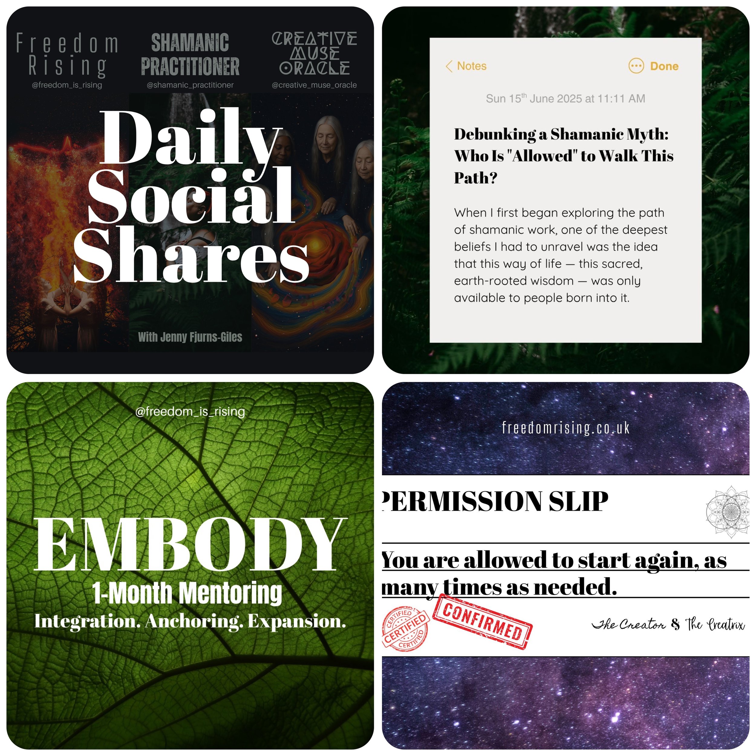 Daily Social Shares: 15th June 2025 - Mentoring Packages & Containers + Debunking Shamanic Myths + Permission from Creator & Creatrix