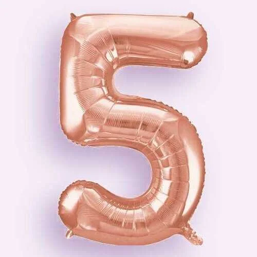 FOIL NUMBER 5 BALLOON 34 INCH ROSE GOLD