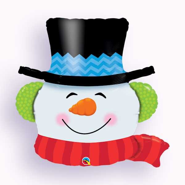 36 INCH SMILING SNOWMAN HEAD SUPERSHAPE FOIL BALLOON