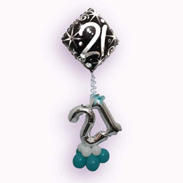 Double Mini Number Display Birthday With Floating Foil Balloon