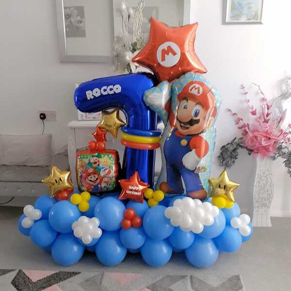 Super Mario Single Age Balloon Collage Sky and Clouds
