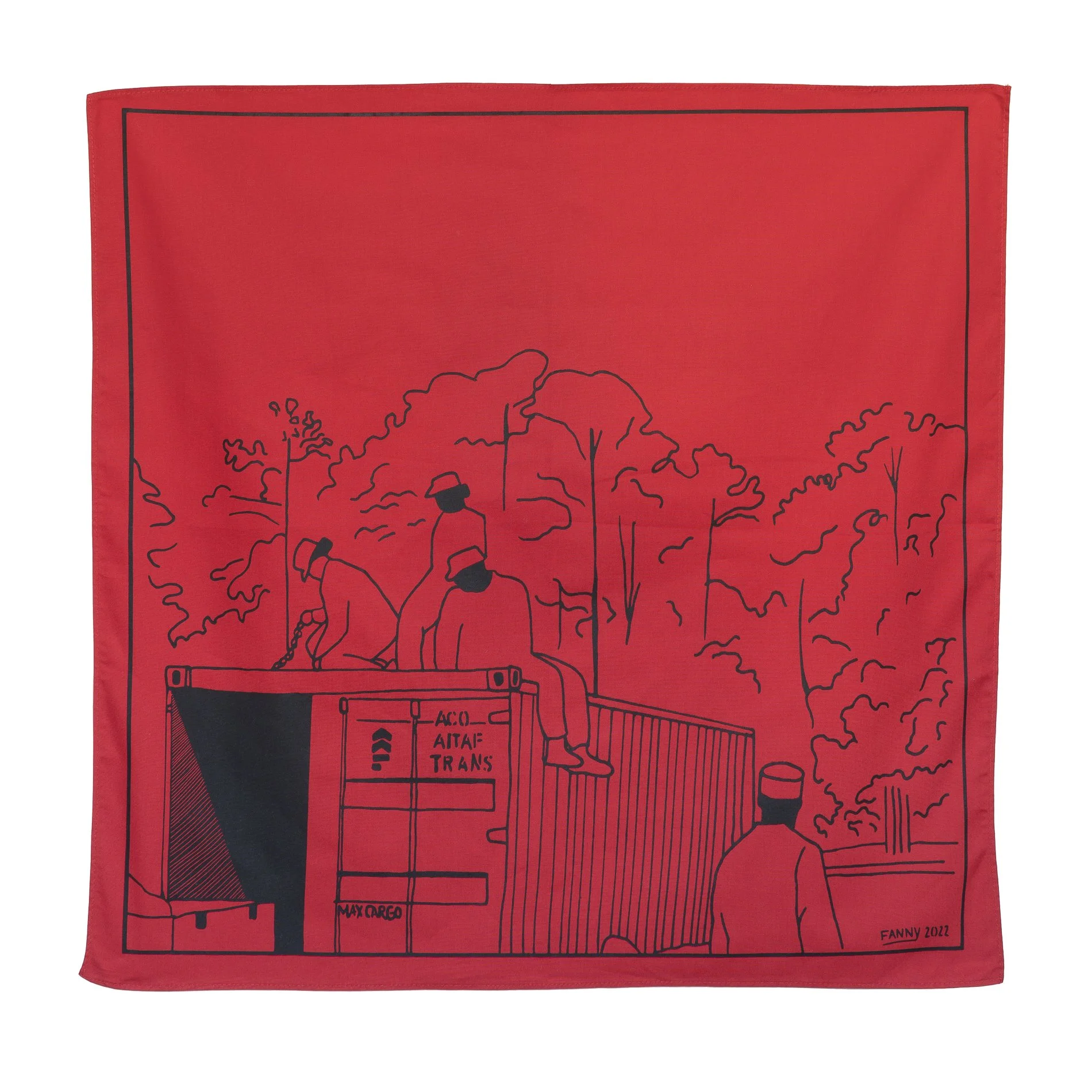 A Co. ATAIF Trans Unit (red), 2022, Screenprint on bandana 20 x 20 in., Commission by Arts in the Armed Forces.