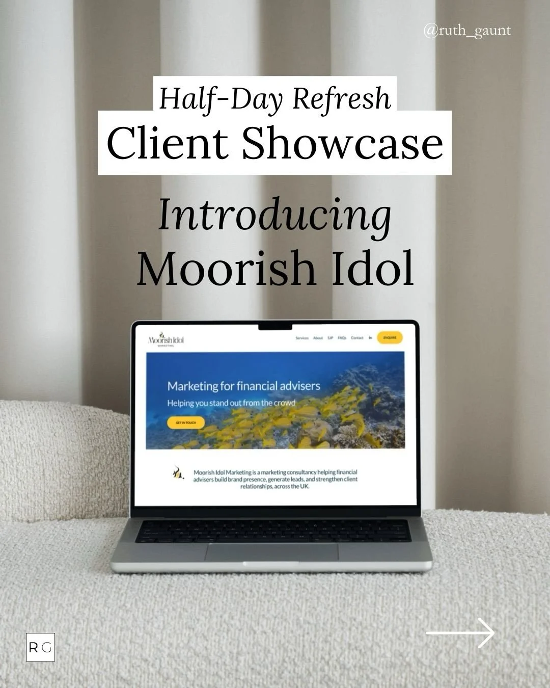 Remember Moorish Idol from my recent case study post?

Here&rsquo;s the visual showcase of how we transformed Gail&rsquo;s self-built website into a polished, professional site complete with a swimming fish animation that guides visitors to her CTA!
