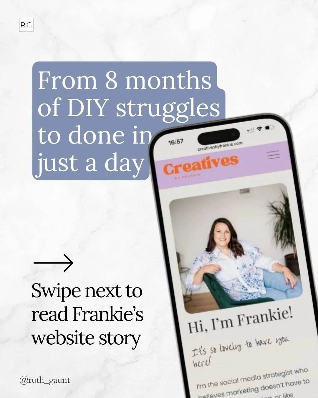 Sometimes the hardest websites to build are your own 💻

Frankie from Creatives by Frankie had been trying to DIY her website for nearly 9 months.&nbsp;She had gorgeous branding sorted, a clear vision of what she wanted, and all the skills (she&rsquo