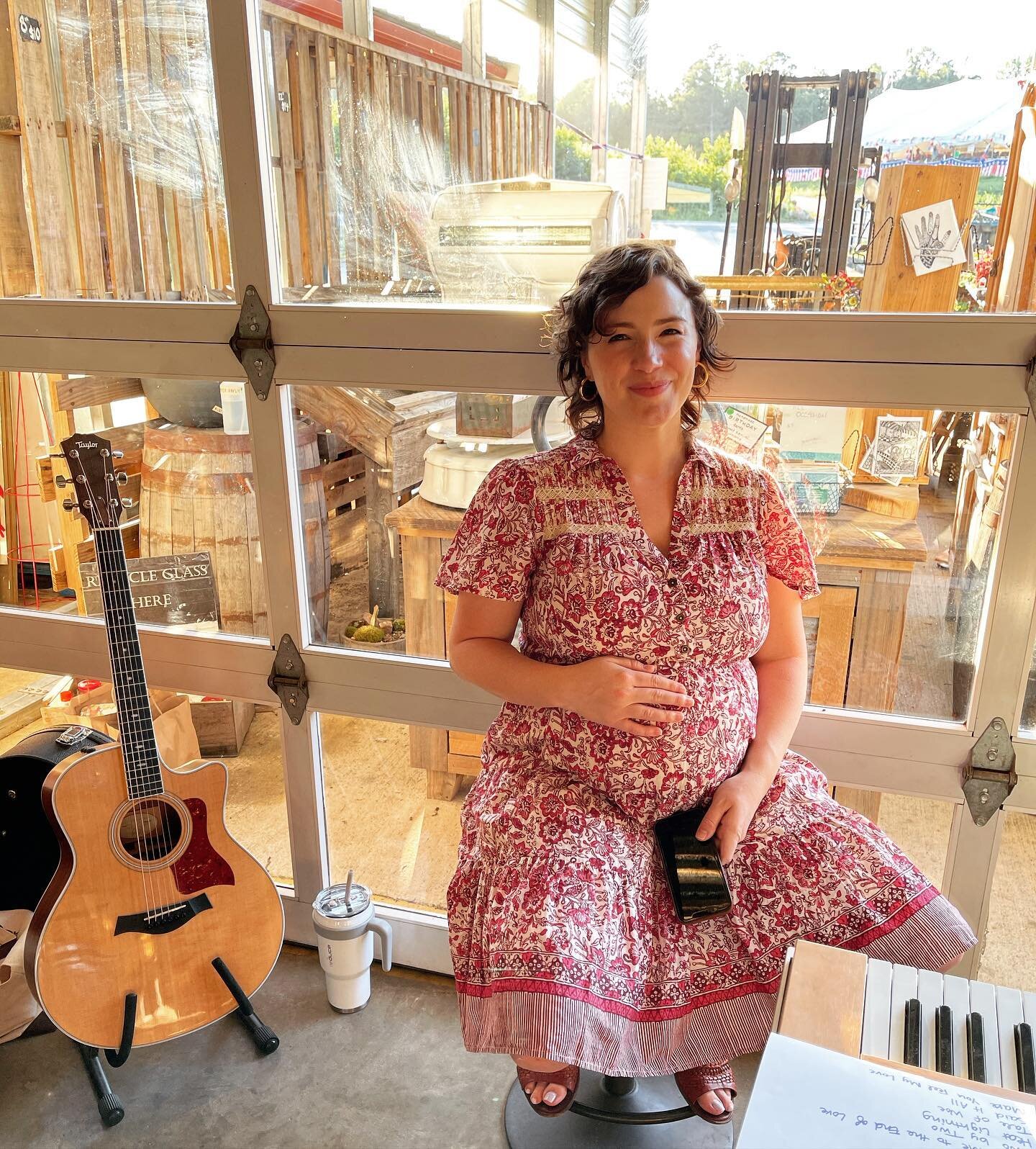 First gig with babygirl on board. Did we tell you we&rsquo;re expecting? ☺️ A big thank you to everyone at @the.bramble.market. Be sure to visit them this weekend. Happy 4th!