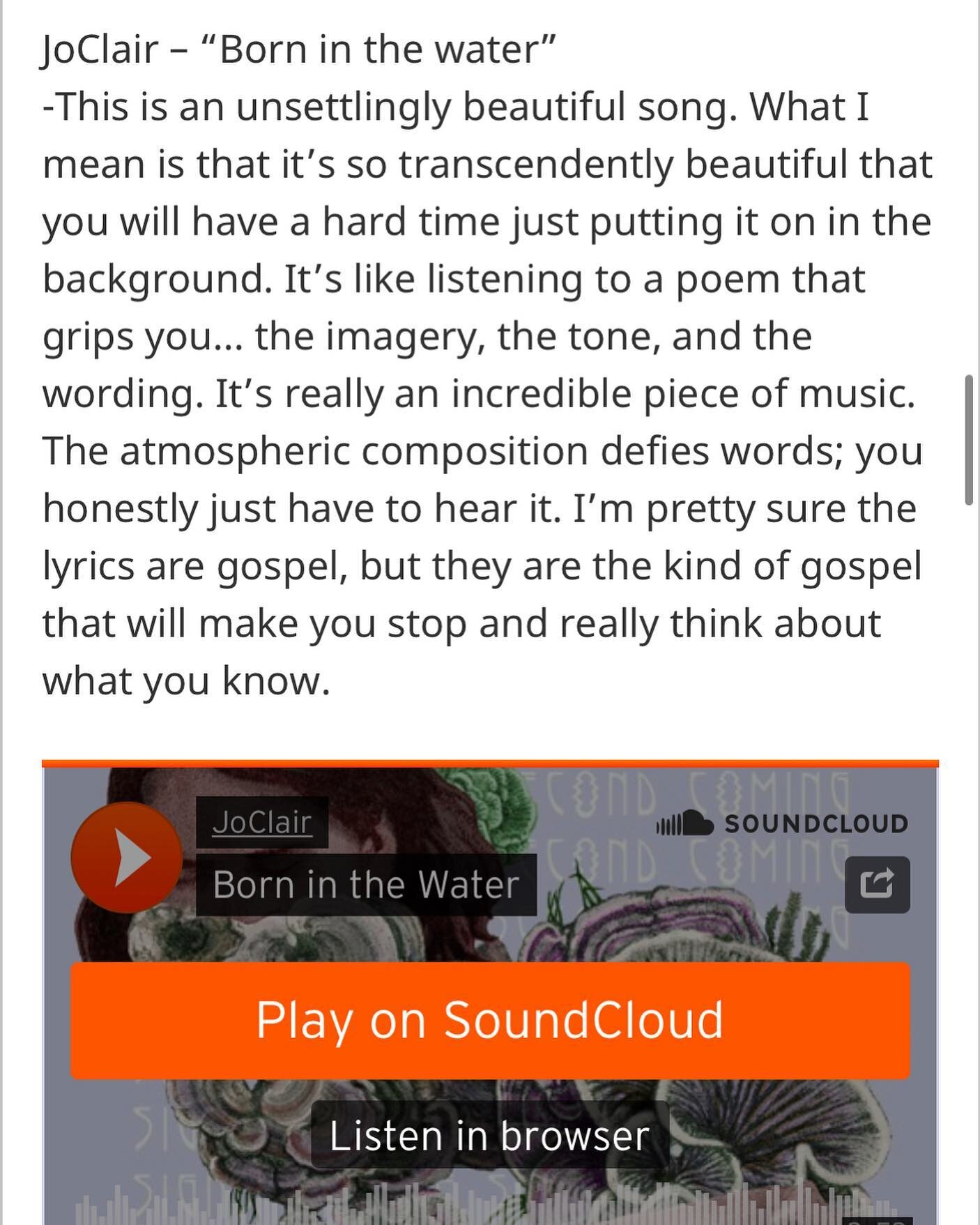 A HUGE thank you to Greg Jones at Ear to the Ground Music for this lovely write-up on Born In The Water. Be sure to check it out and follow us on @spotify 🎊