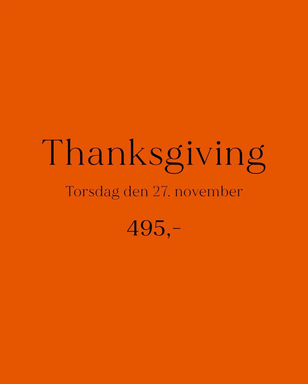 Traditionen tro inviterer vi igen i &aring;r til Thanksgiving 🧡 Vi serverer en overd&aring;dig Thanksgiving menu, som du kan nyde med familie og venner i de hyggelige rammer p&aring; Classensgade 11A 🧡 

Denne aften er det kun muligt at bestille Th