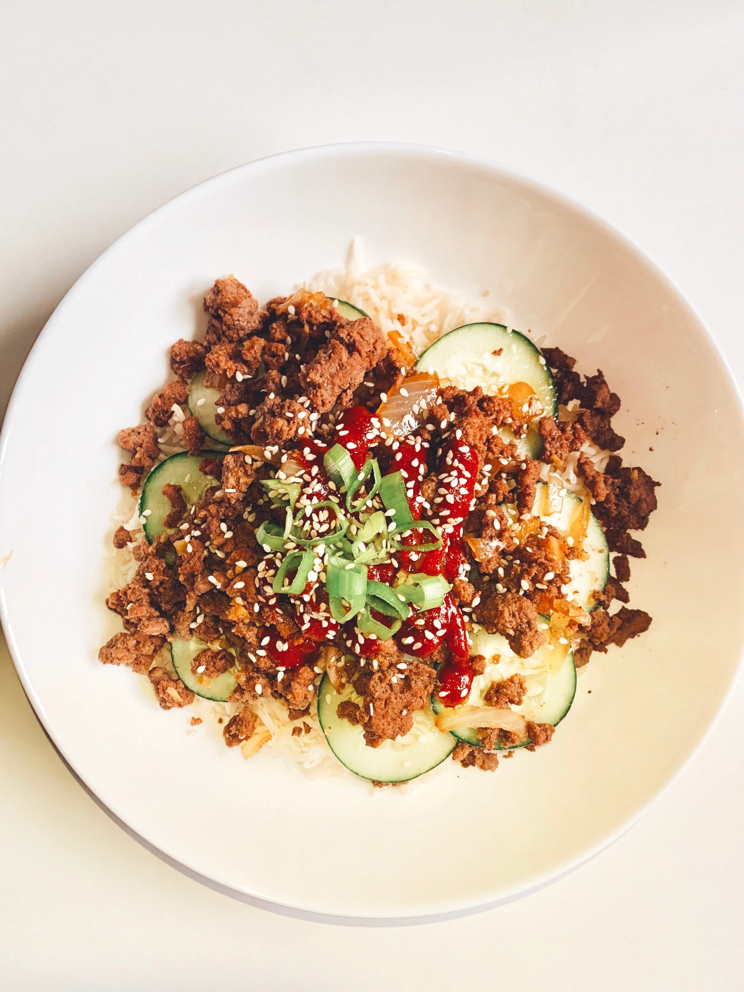 Korean Ground Turkey and Cauliflower Rice Bowl
