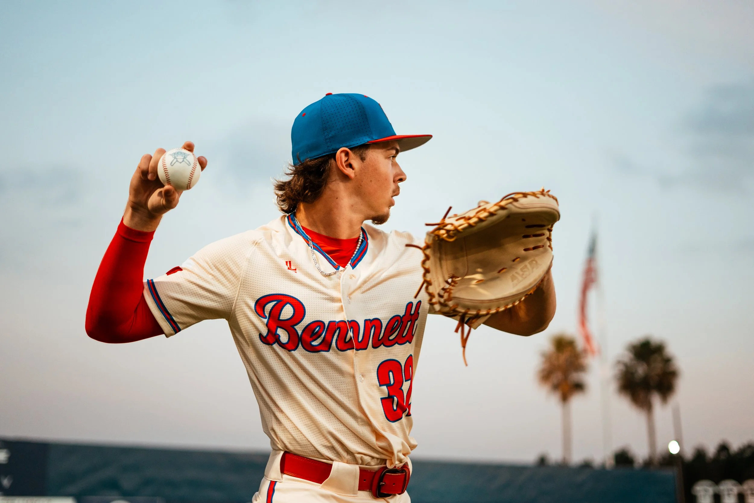 Photo of Miles Horton, a player for The Bennett School's Baseball team, at their first ever game against Barbe High School Baseball, in Lake Charles, Louisiana