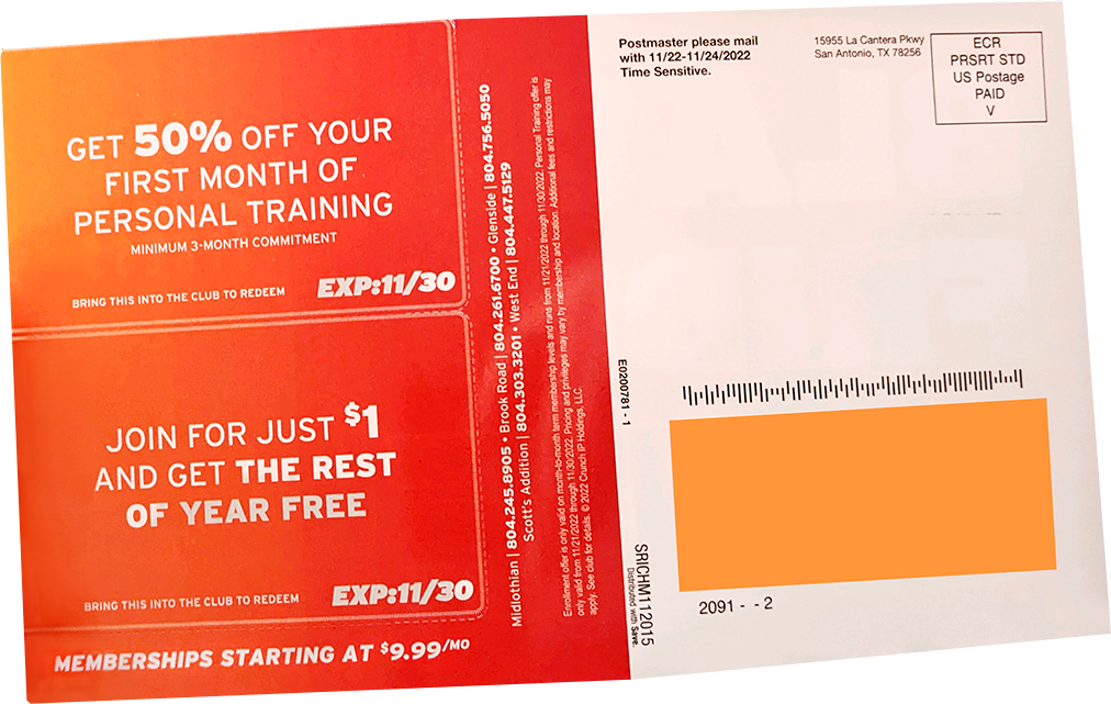 Black Friday Sale Mailer with Tear Away Coupons (back)