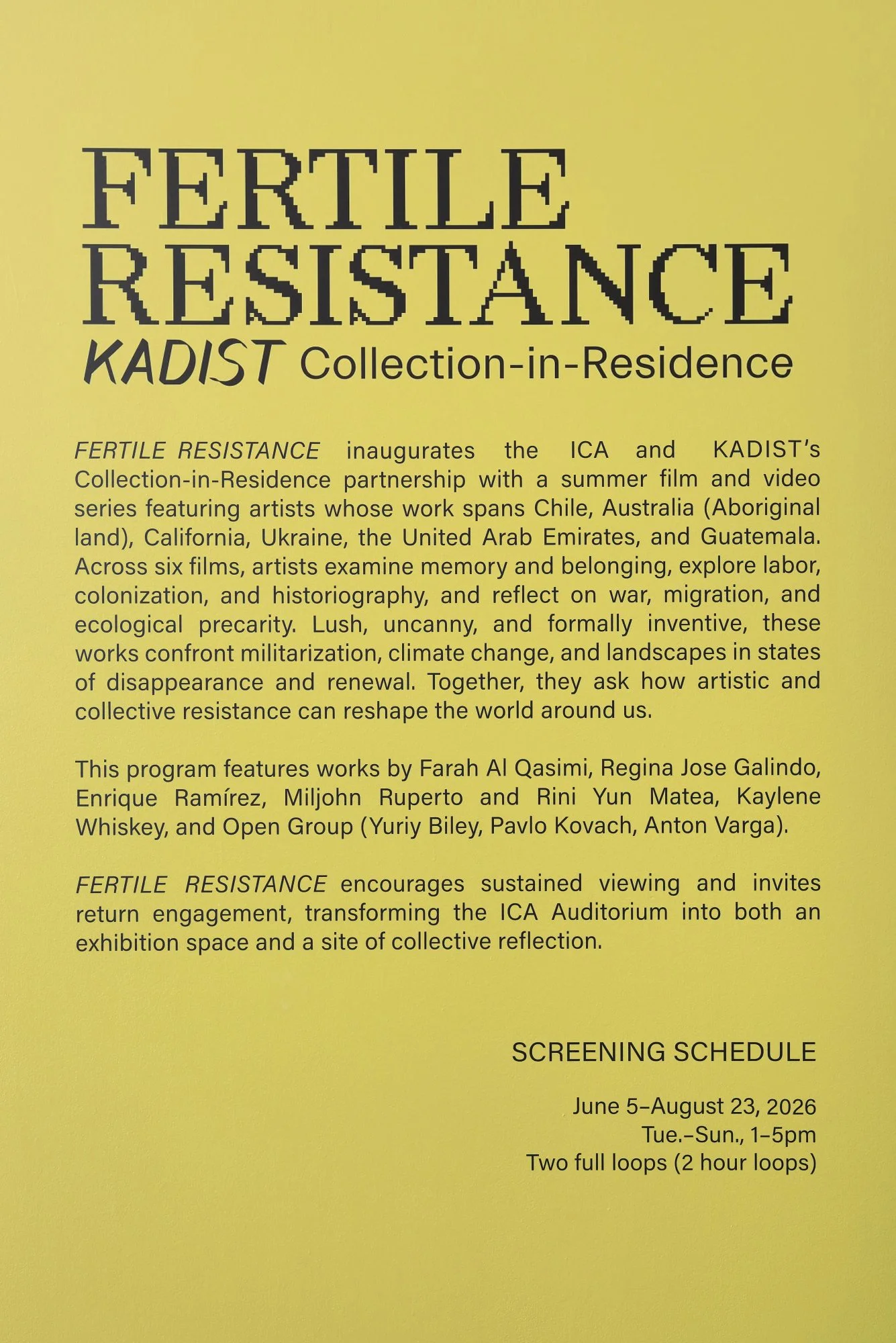 Exhibition identity for FERTILE RESISTANCE: Collection-in-Residence, detail