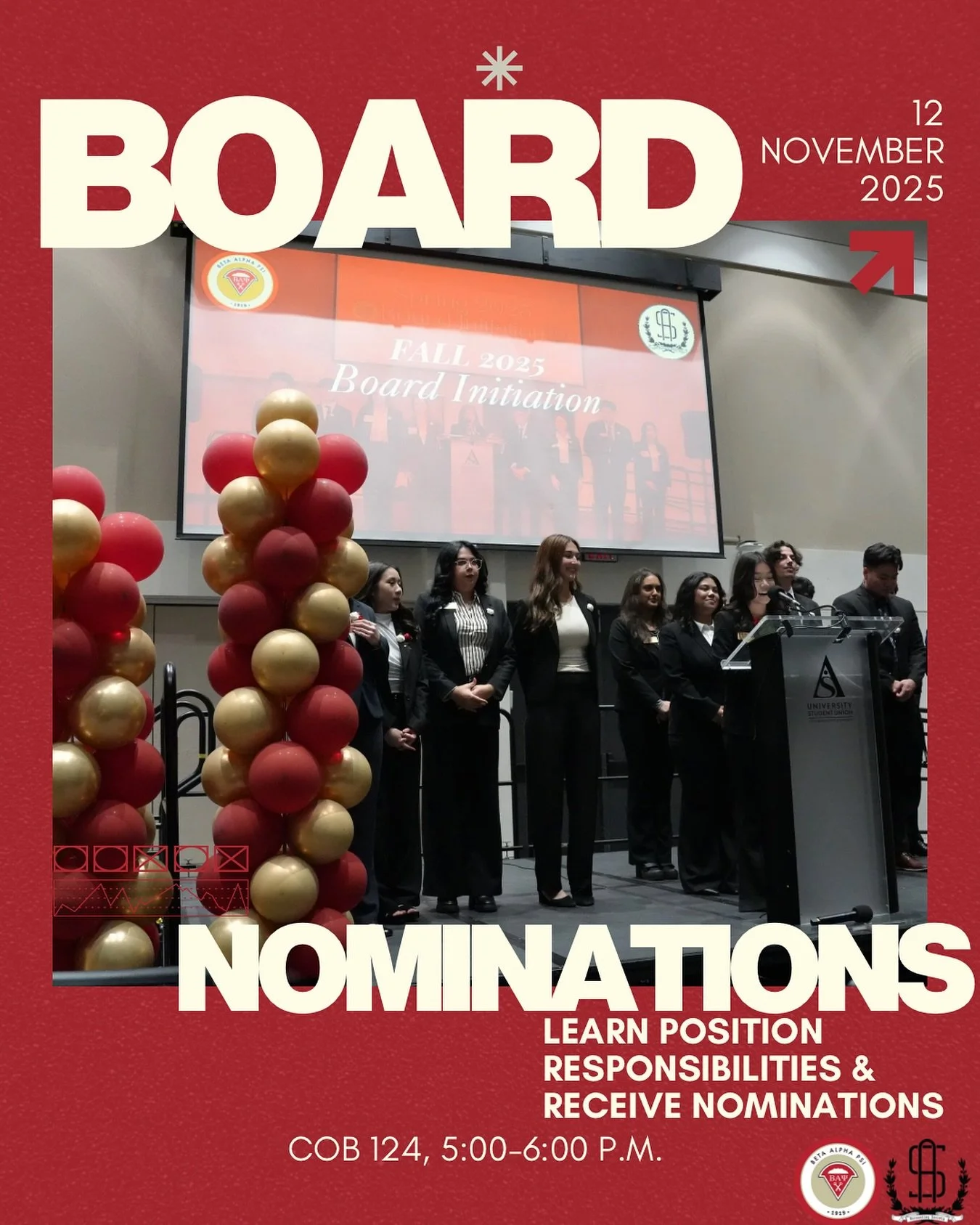Interested in a position on the board? Looking to learn more about the duties of each position and the requirements for board? Attend board nominations and receive a nomination to be considered for next semester's board! 

BAP &amp; AS Board is a gre