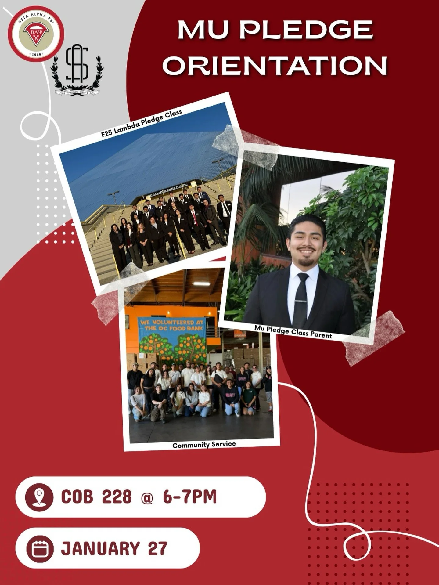 Join us for the Mu Pledge Orientation!
 
Here you will learn more about the pledge process, meet current members, and discover the benefits of being part of BAP&amp;AS.

We are all excited to meet you all! If you have any questions feel free to DM us