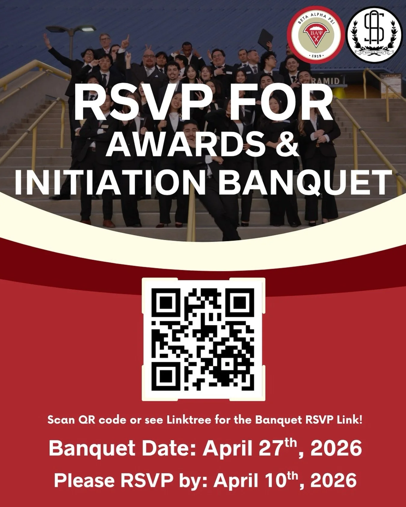 We hope you&rsquo;ve all had an amazing Spring Break! 🐣🌸

Don&rsquo;t forget to RSVP for our Awards &amp; Initiation Banquet! 🎉 Join us as we celebrate the Mu Class for completing their pledgeship, recognize our previous board, and welcome in the 