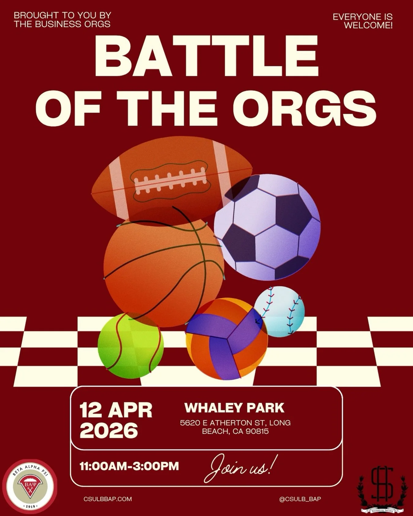 Join us for a fun filled day with all the other business organizations! ☀️🏈

Open to everyone, we welcome you to Battle of the Orgs! We&rsquo;ll see you at Whaley Park on April 12th at 11AM for an exciting day of sports and other fun recreational ac