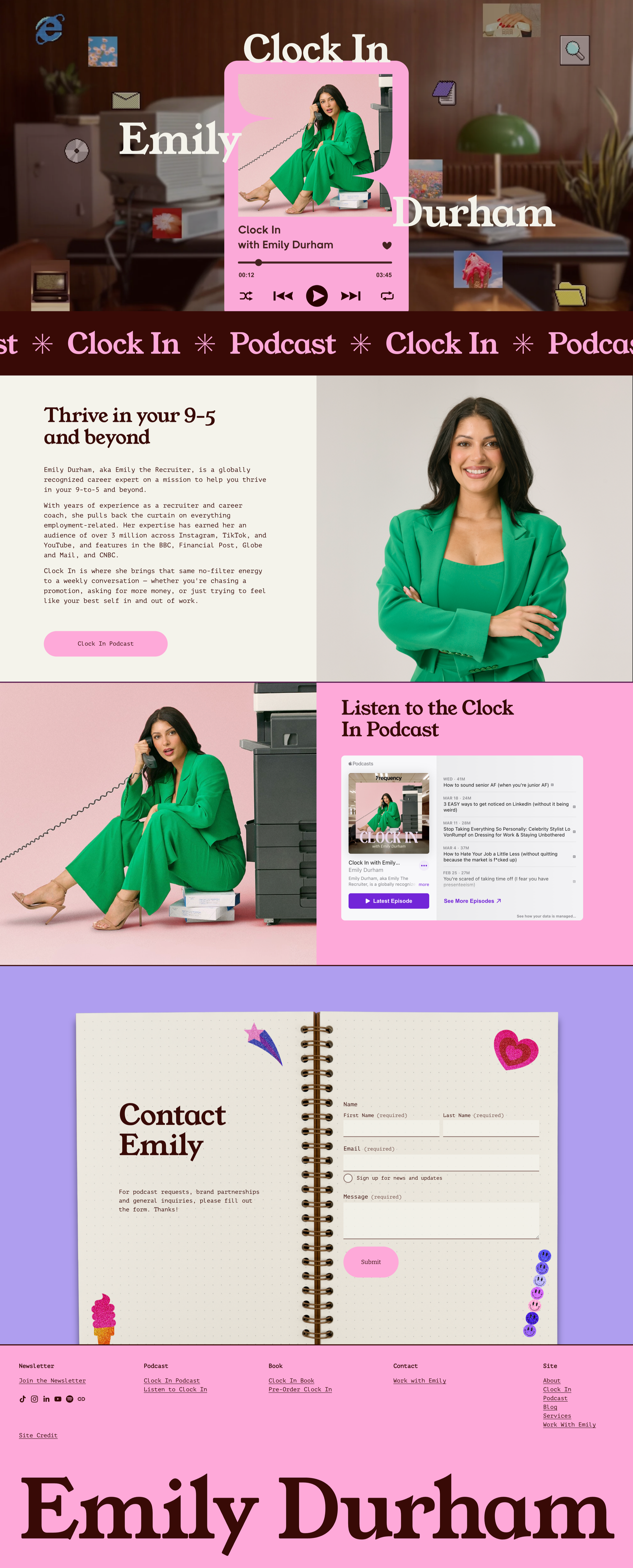 playful and retro squarespace website for a content creator featuring y2k elements and a bright colour palette by a squarespace designer