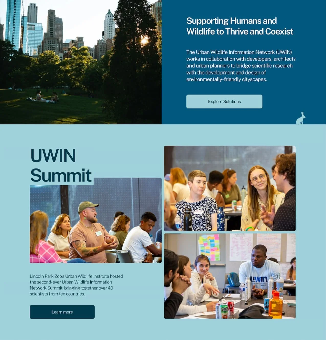 a section homepage for a nonprofit built on squarespace website displaying an ecology summit by squarespace designer, Tiny Coast