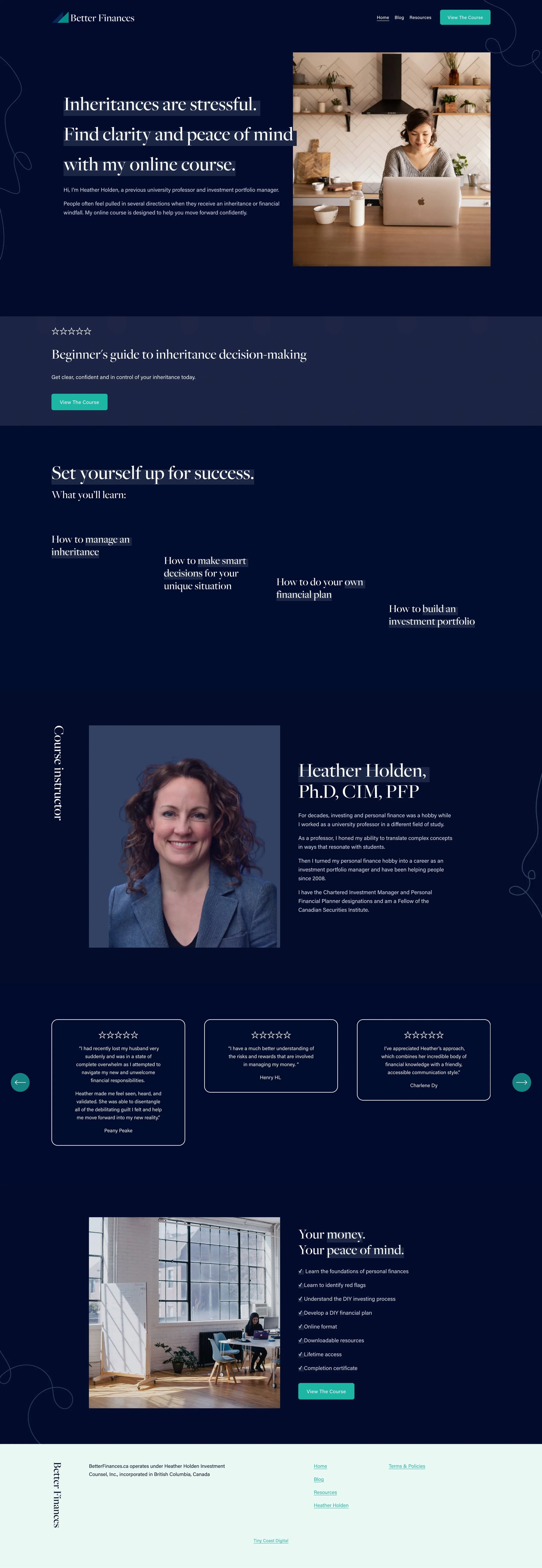 Minimal modern finance website by Squarespace web designer Brittany Taylor
