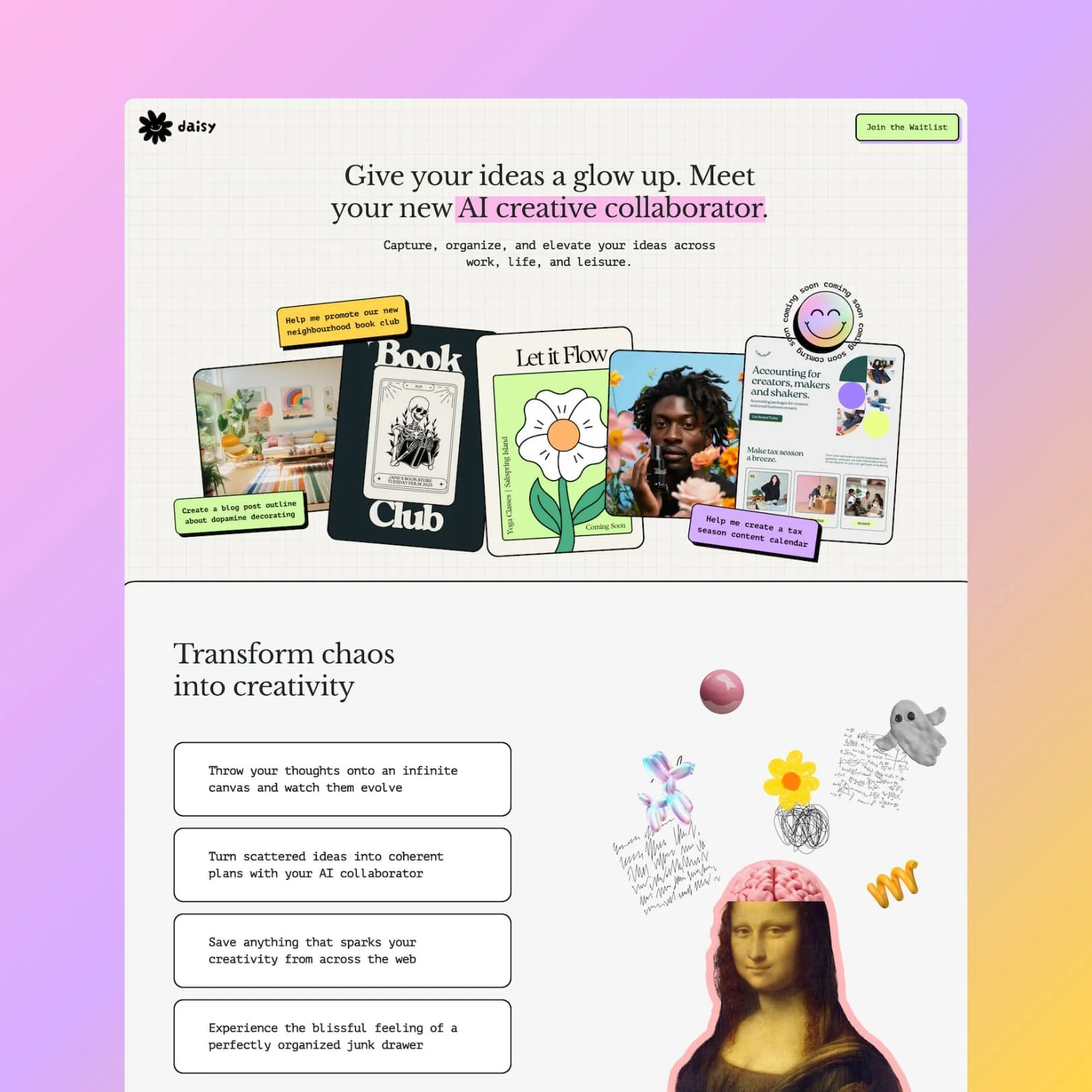 branding and web design for an ai startup focusing on ai creative collaboration featuring playful 3d shapes, and whimsical design