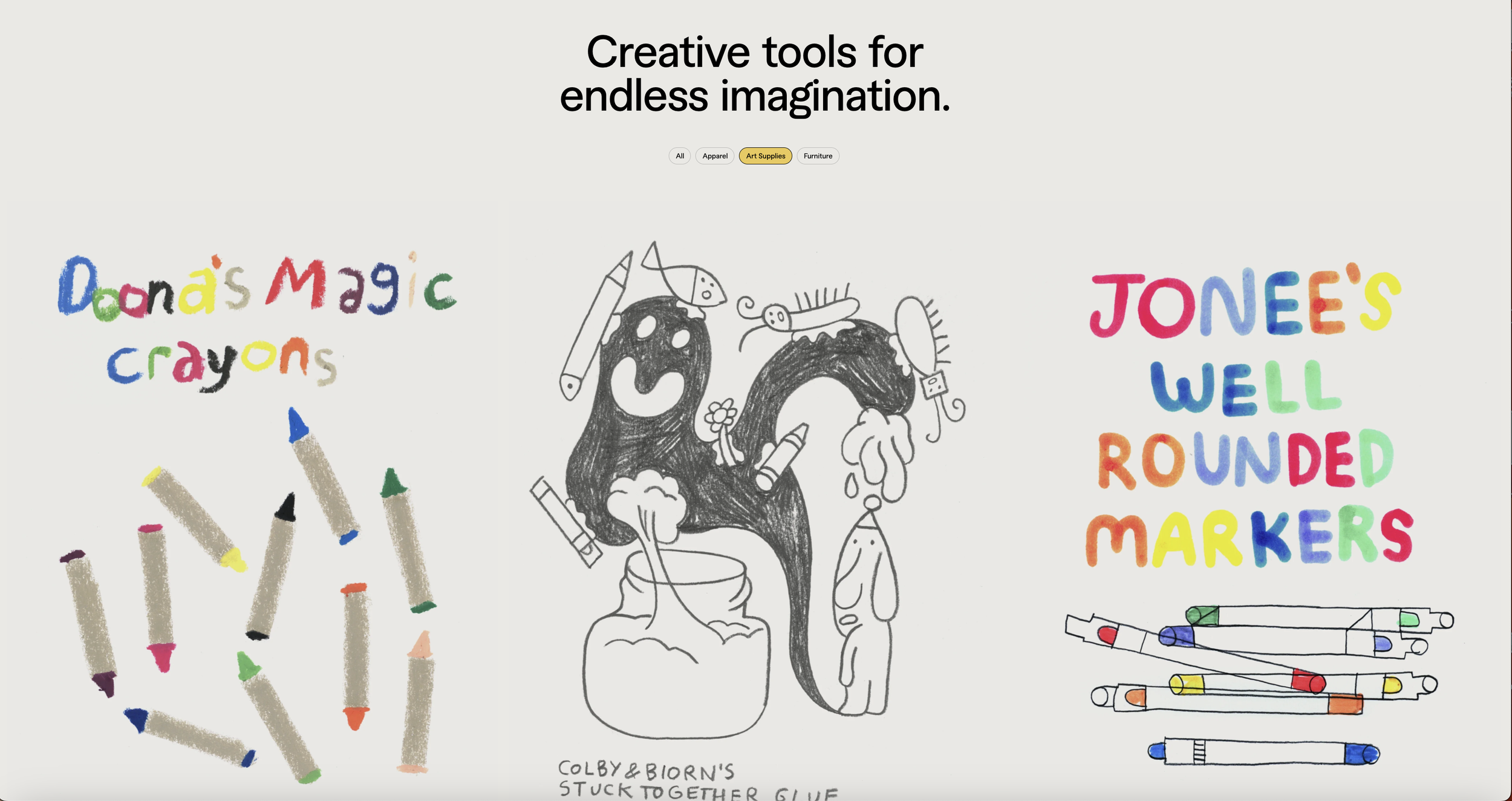 a website with doodles and human made elements that stands out amongst AI made websites