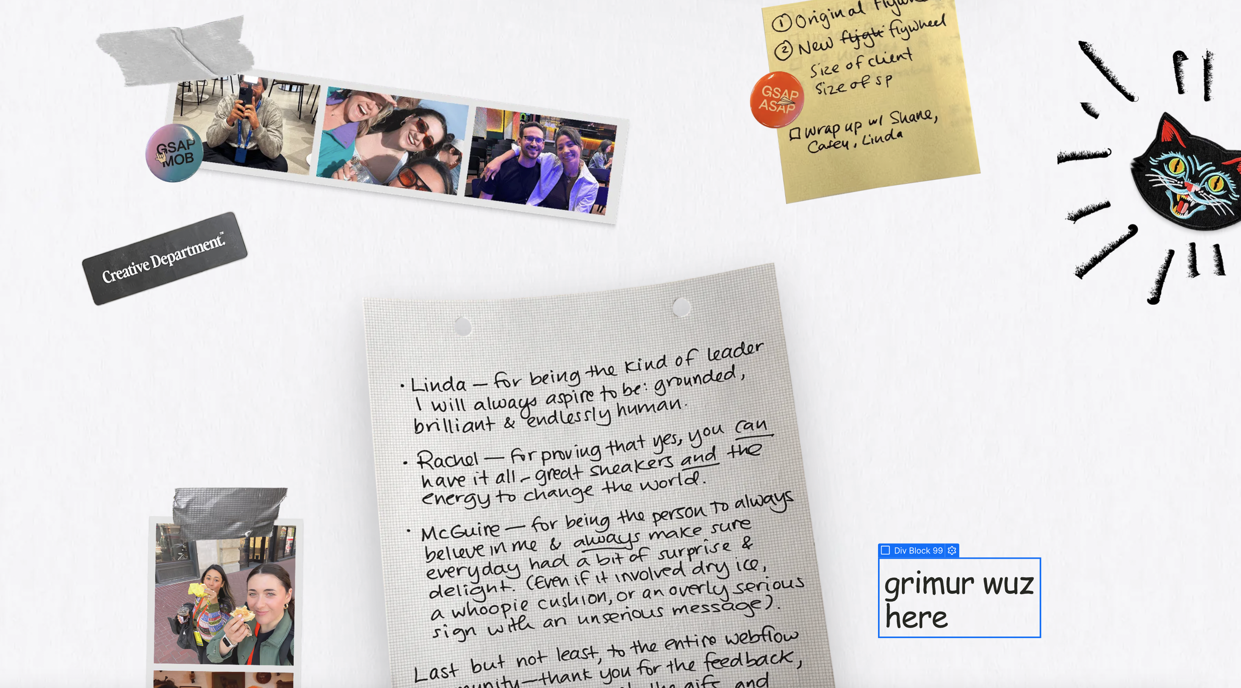 a website showcasing playful doodles and trinkets