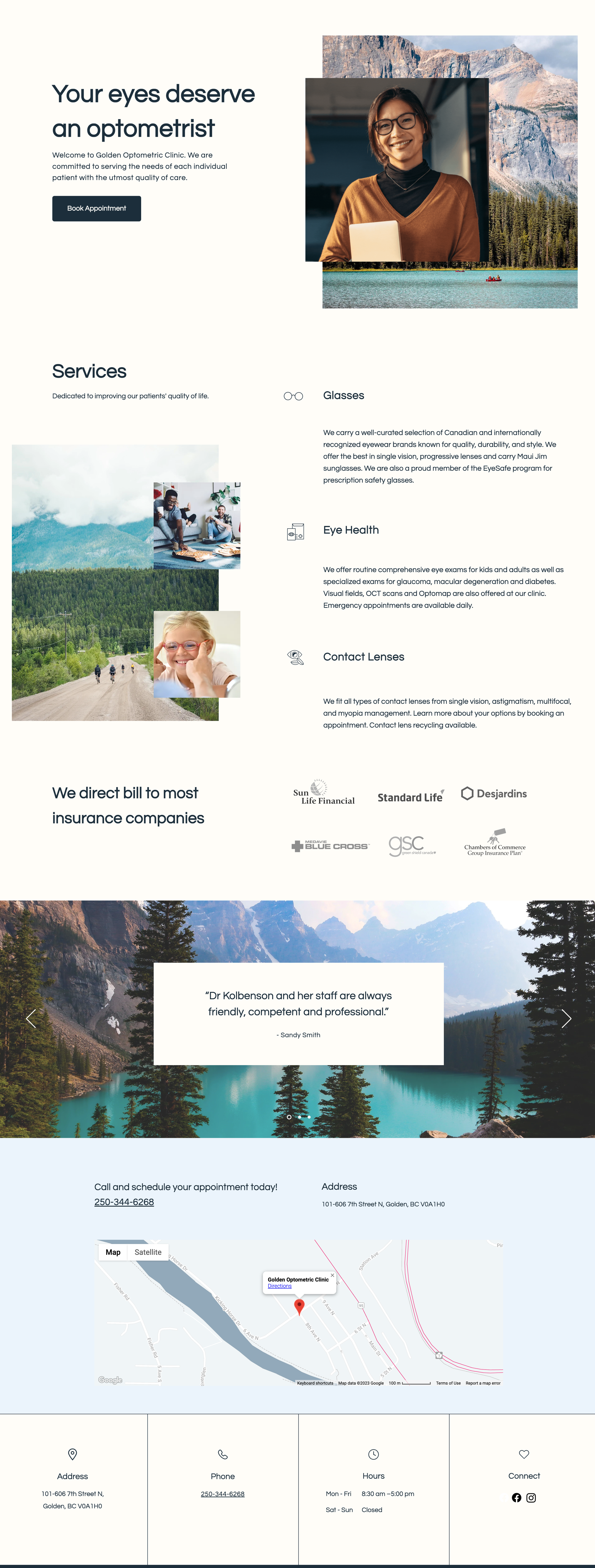 professional Squarespace web design for an optometrist clinic
