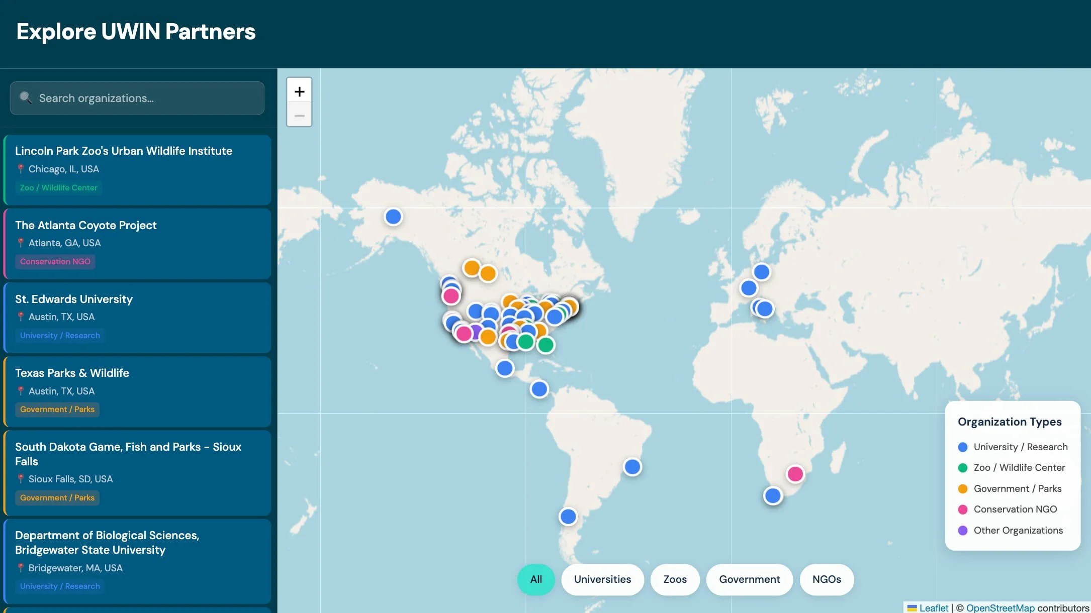 an interactive map embedded in squarespace for a wildlife nonprofit