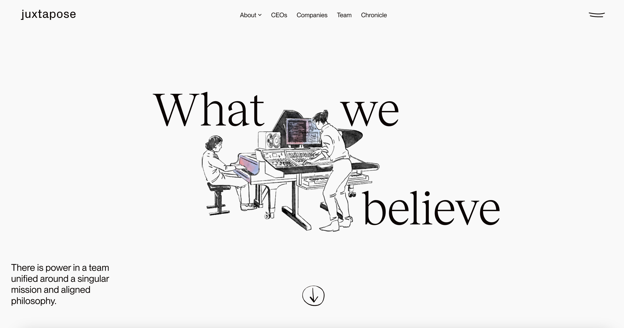 retro modern illustration and value prop on a website