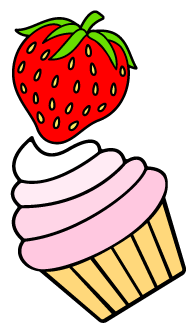 Cupcake with pink frosting topped with a strawberry