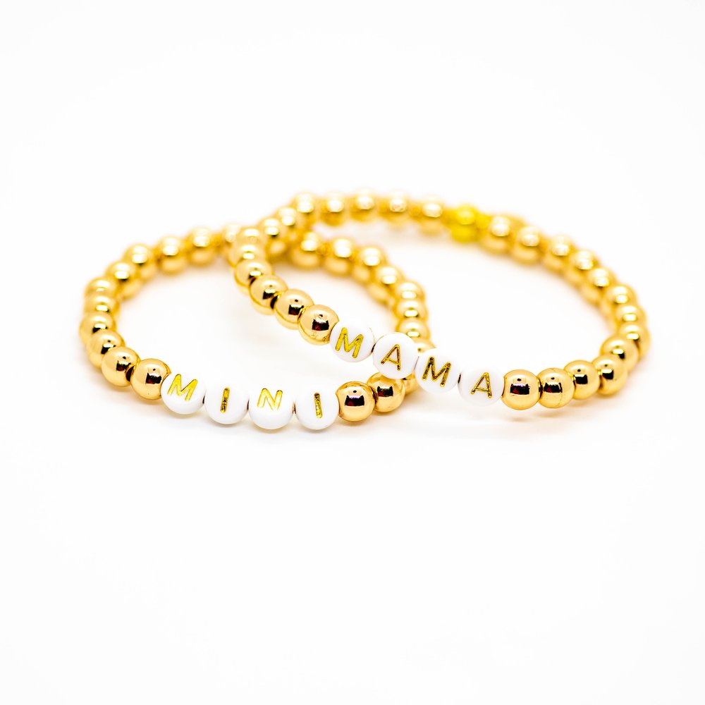 Custom Initial Letter Gold Beaded Bracelet