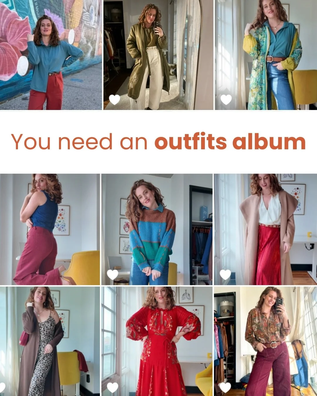 My outfits album is one of the kindest things I&rsquo;ve done for myself.

I made it for the days when I have zero energy and reach for the same &ldquo;I just can&rsquo;t today&rdquo; outfit&mdash;because even when I feel like 💩, I still want to fee