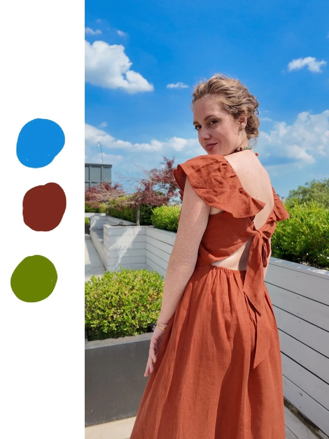 If you&rsquo;re not sure how to make rust feel like &ldquo;summer&rdquo; save this combo: Rust + blue + green

For me, rust can feel whomp whomp in the summer. I know it&rsquo;s gonna look great on my skin tone, but it doesn&rsquo;t have that vibrant