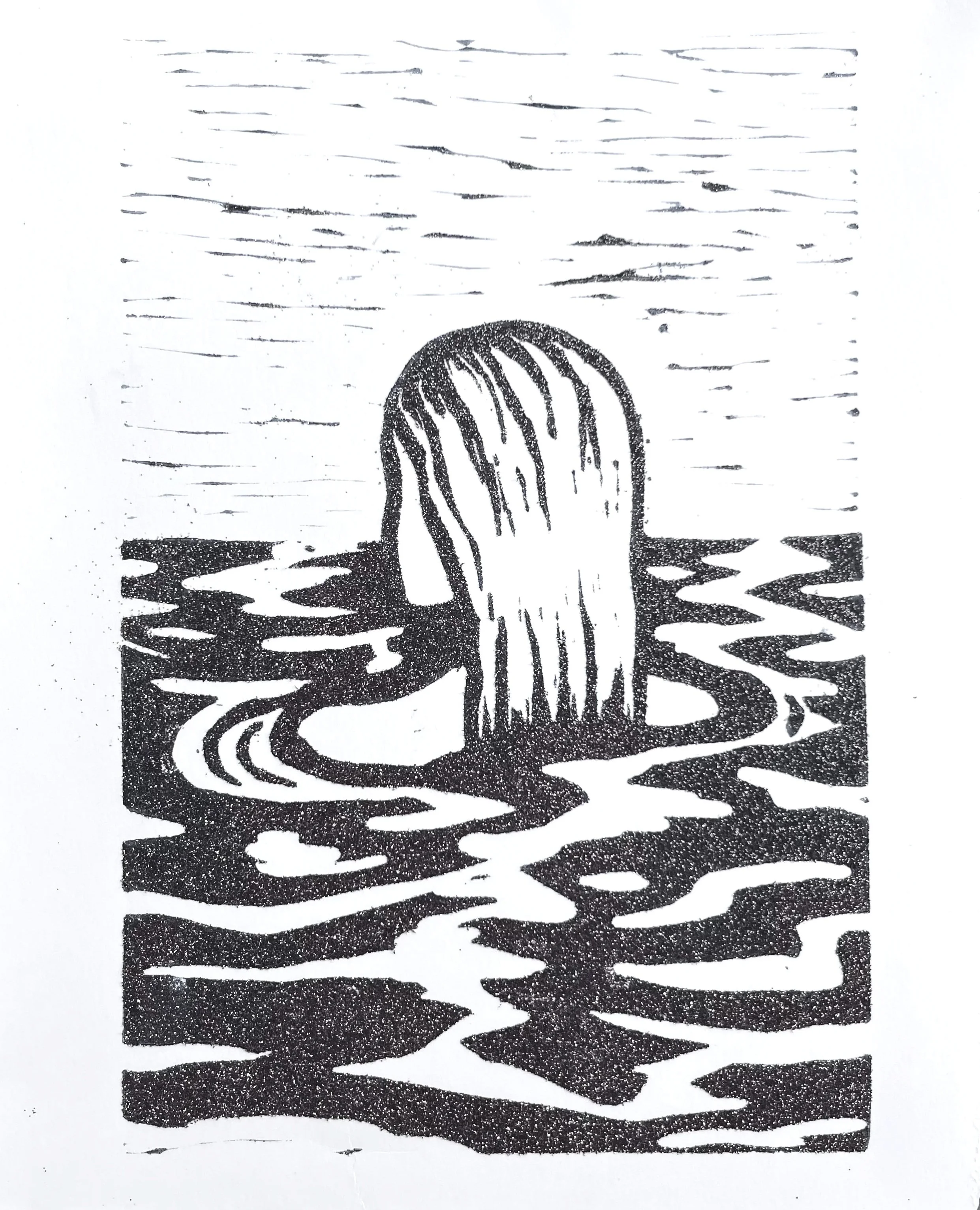 woodcut with glitter
7x5
