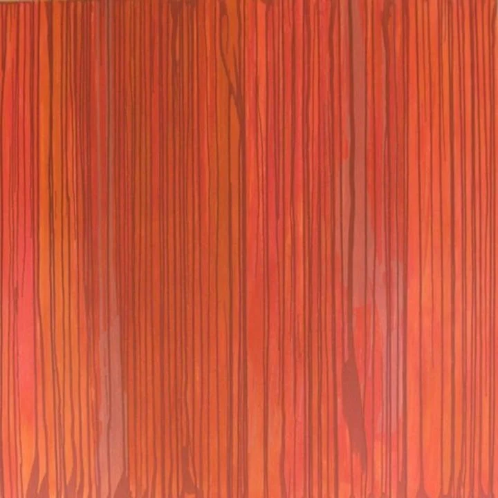Canyon.Red, 2004. poured oil on canvas. 42 inches x 42 inches x 1.5 inches