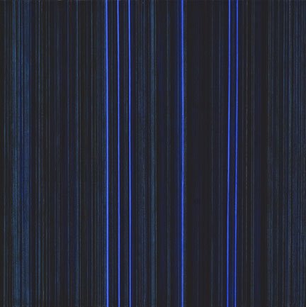 Blue (Haiku), 2003. poured oil on canvas. 42 inches x 42 inches x 1.5 inches.