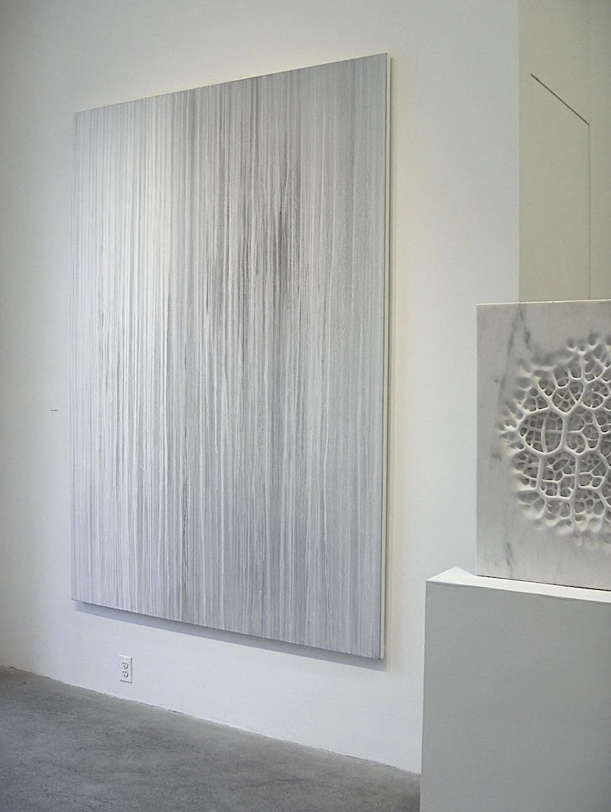 Canyon.White, 2008. poured oil on canvas. 84 inches x 76 inches x 1.5 inches
