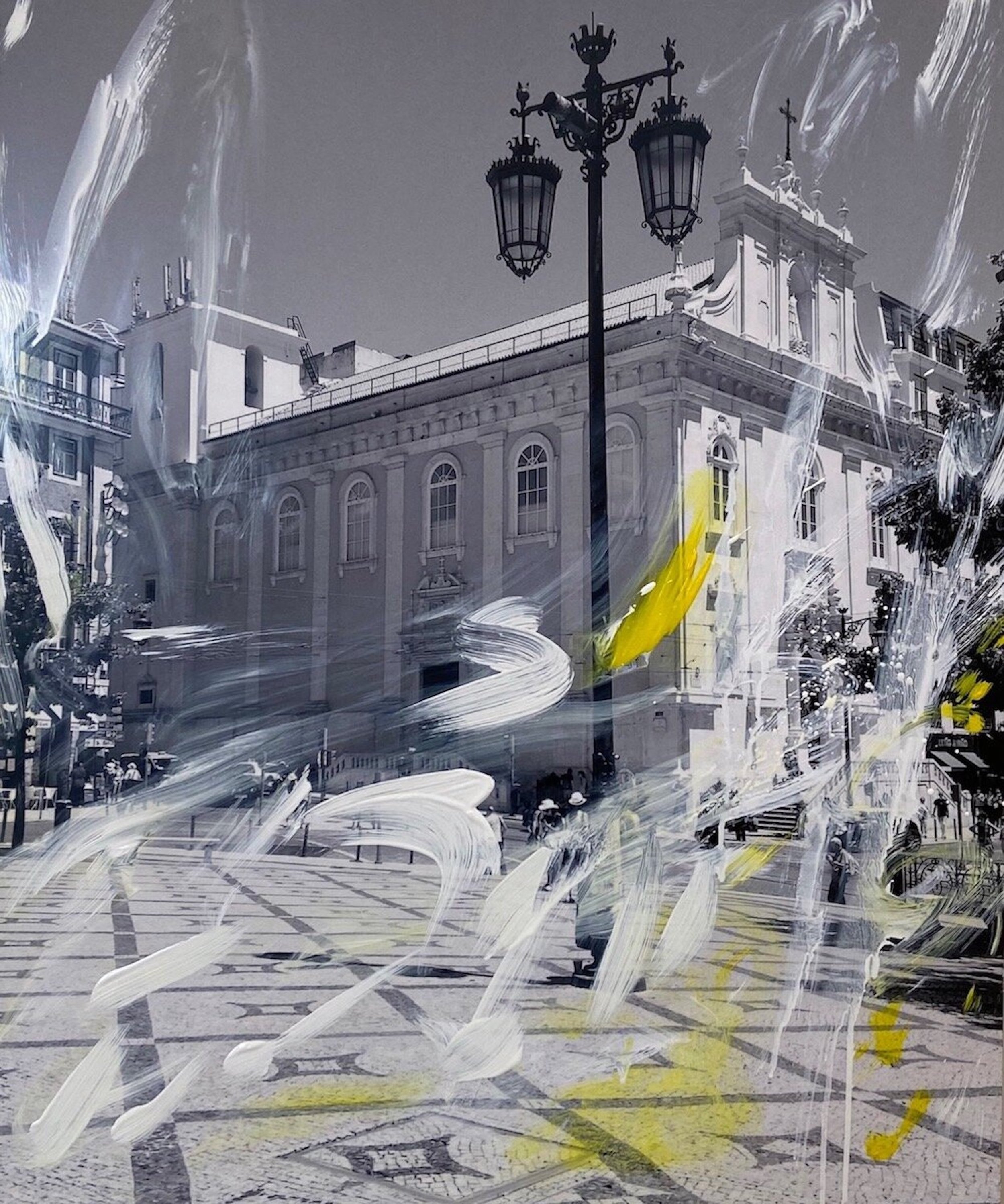 Lisboa - Oil Paint, Digital Chromogenic Image on Aluminum, 18 inches x 24 inches x .33 inches