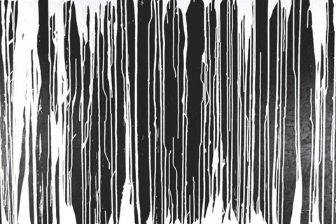 black.white, 1998. poured oil on canvas. 42 inches x 60 inches x 1.5 inches. private collection