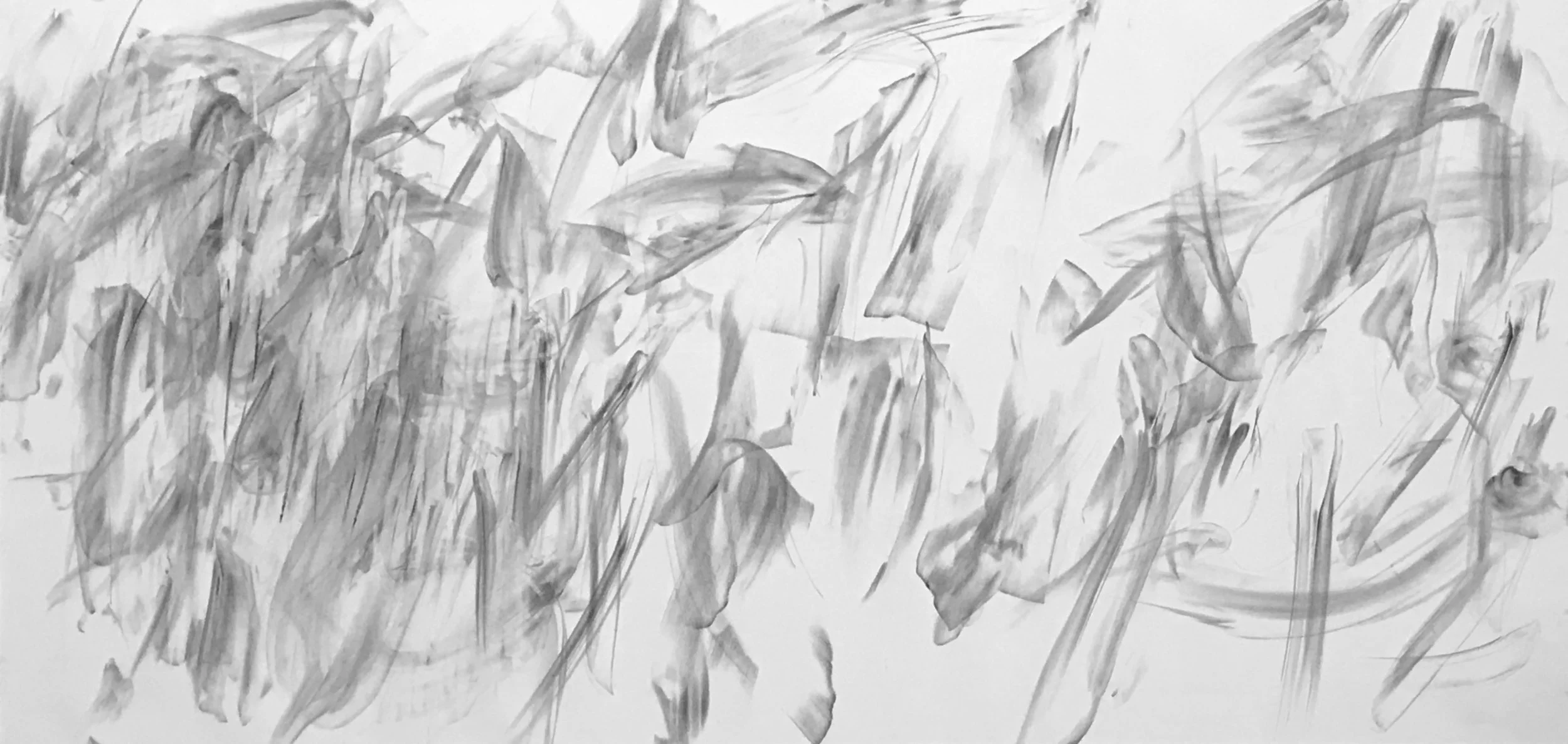 Untitled Drawing, 2022. charcoal on Velin d'Arch BFK Rives. 64 x 96 inches. Private Collection