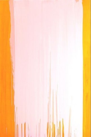 Yellow, 2004. poured oil on canvas. 84 inches x 64 inches x 1.5 inches