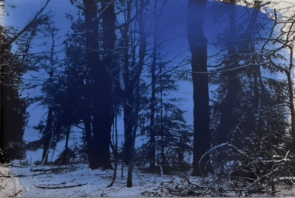 HERE NOT HERE, 2025. Oil paint, Digital Chromogenic print on aluminum. 18 inches x 24 inches.