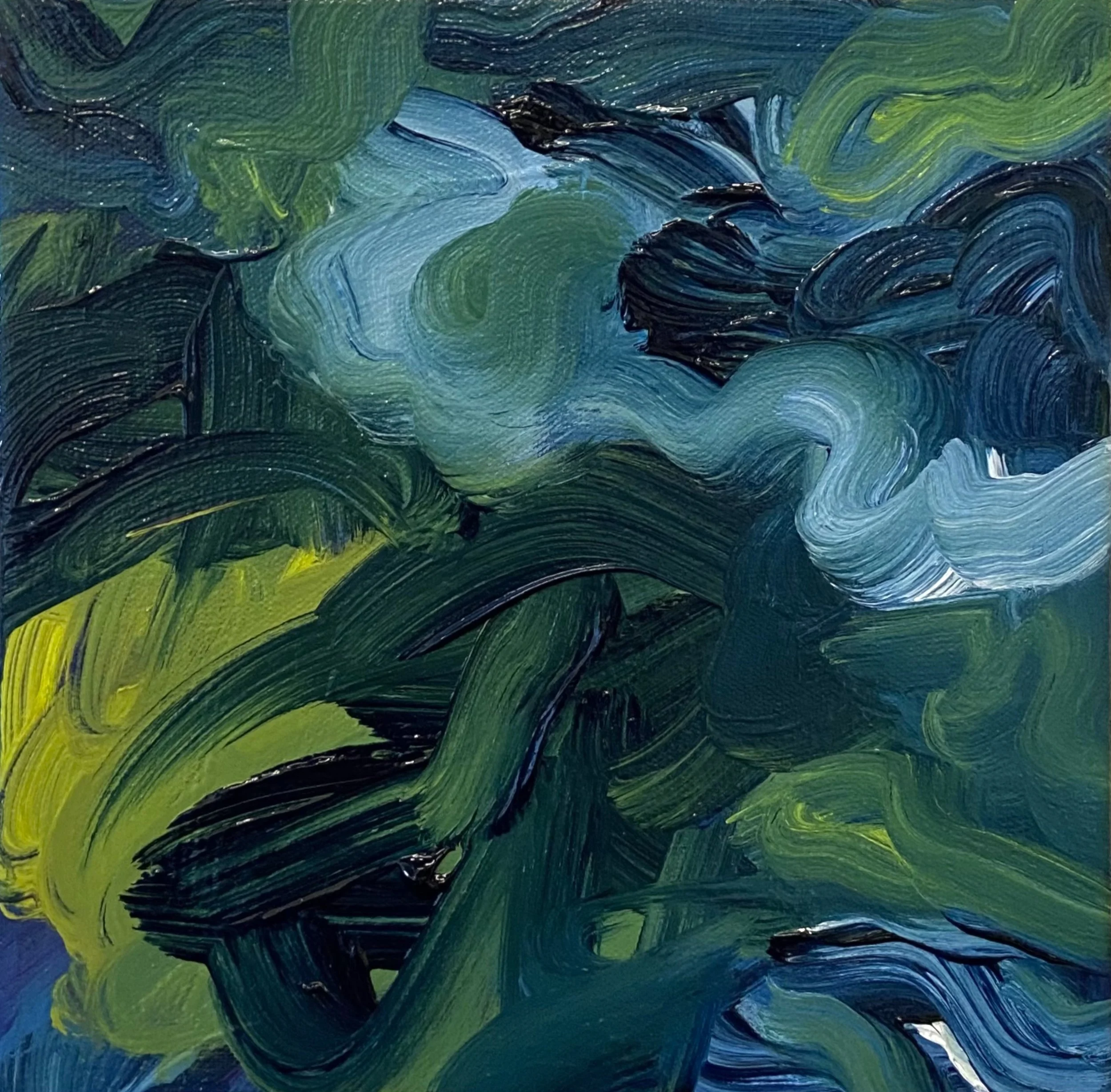 Untitled, 2023. Oil on linen. 10 inches x 10 inches x 2 inches