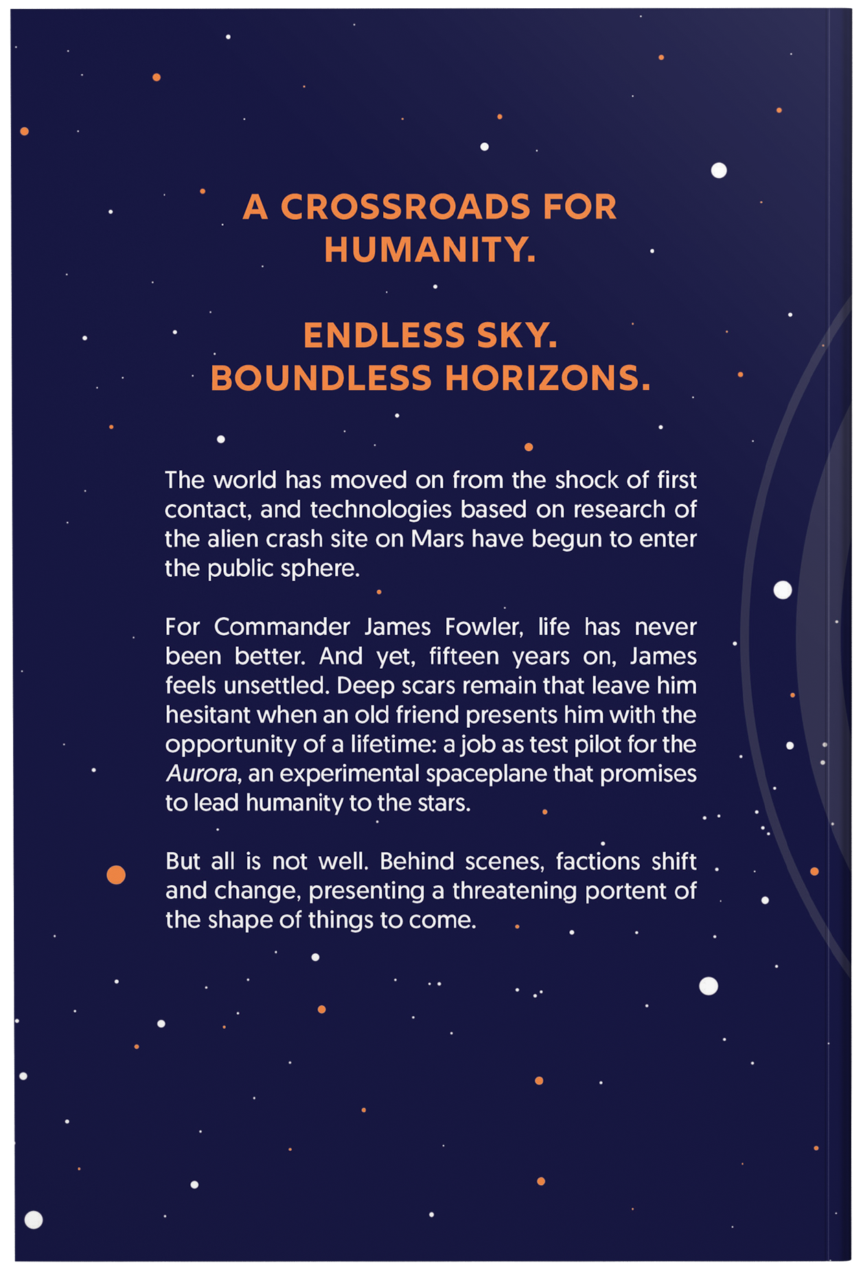 Back cover for The Flight of the Aurora featuring the blurb.