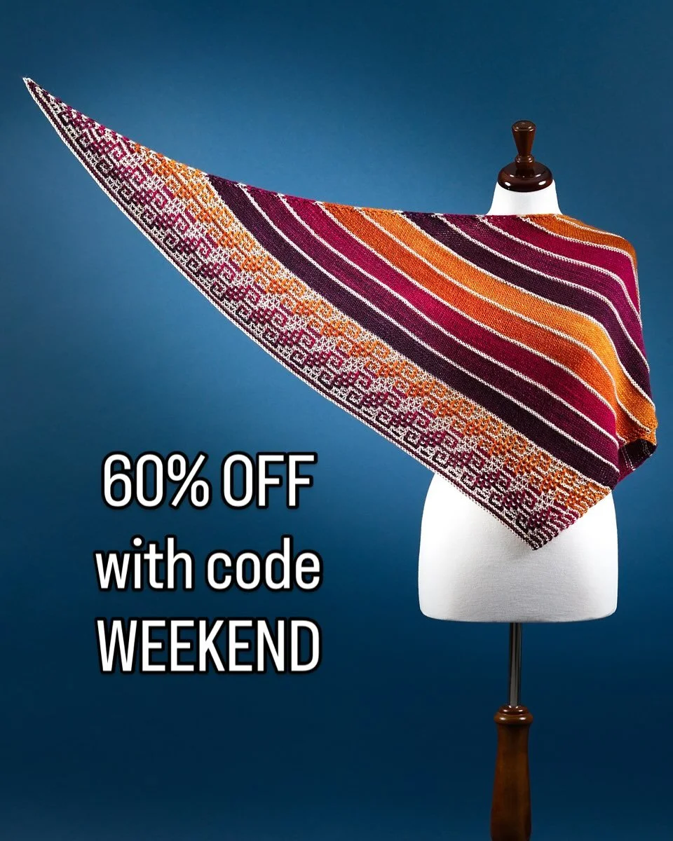 🍂SATURDAY EVENING🍂 is my newest shawl design! Use code WEEKEND for 60% OFF through Saturday Evening, October 25 (ET)!
A busy week always has one dreaming of the weekend, and Saturday Evening is that magical time. The work week is over, the new wee