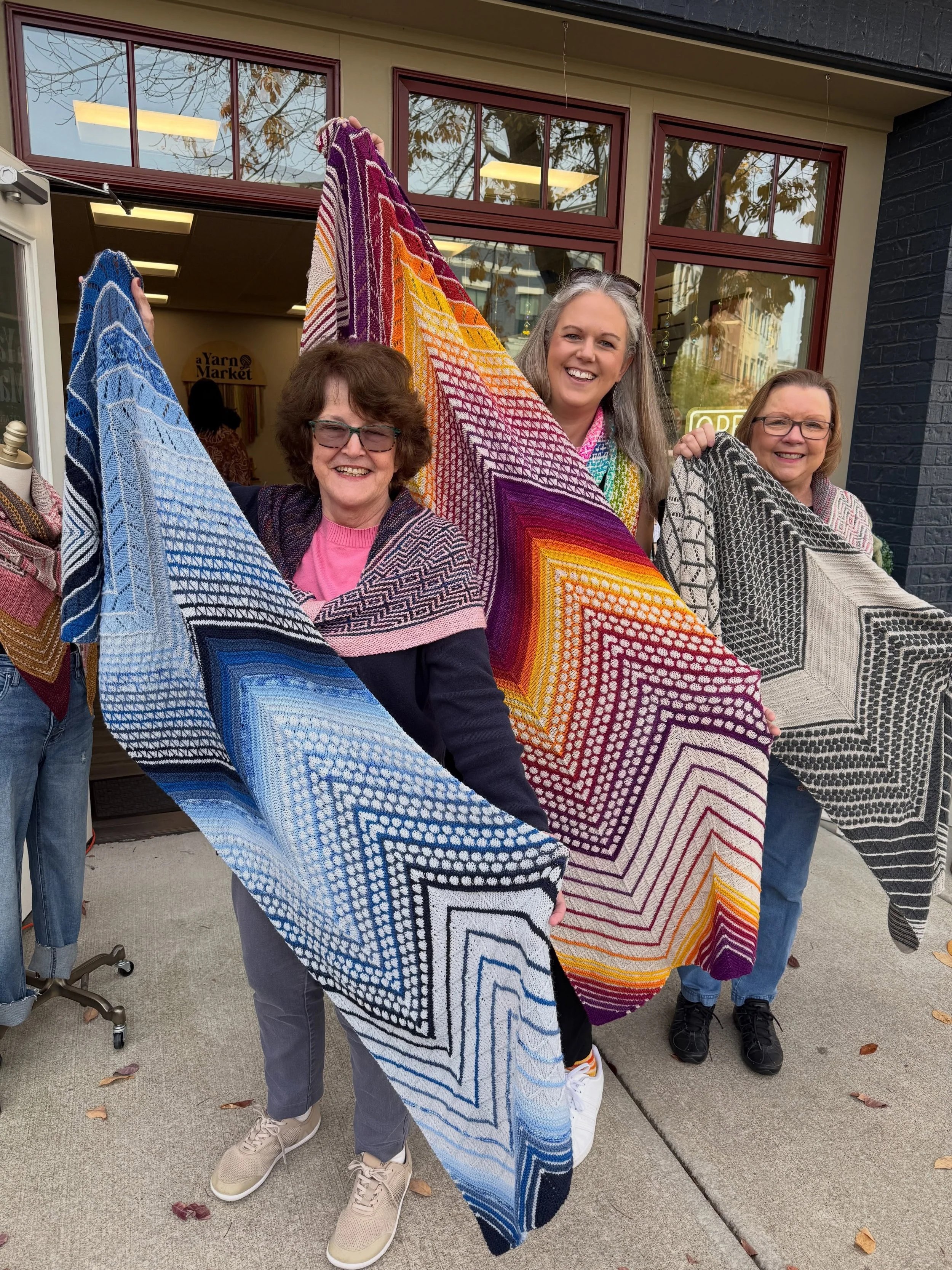 It has been AMAZING to see so many beautiful Sky Song wraps, both on and off the needles! Here are some pics from my visit to @ayarnmarket last weekend, as well as the Making in Michigan retreat last month. I haven&rsquo;t been able to share them unt