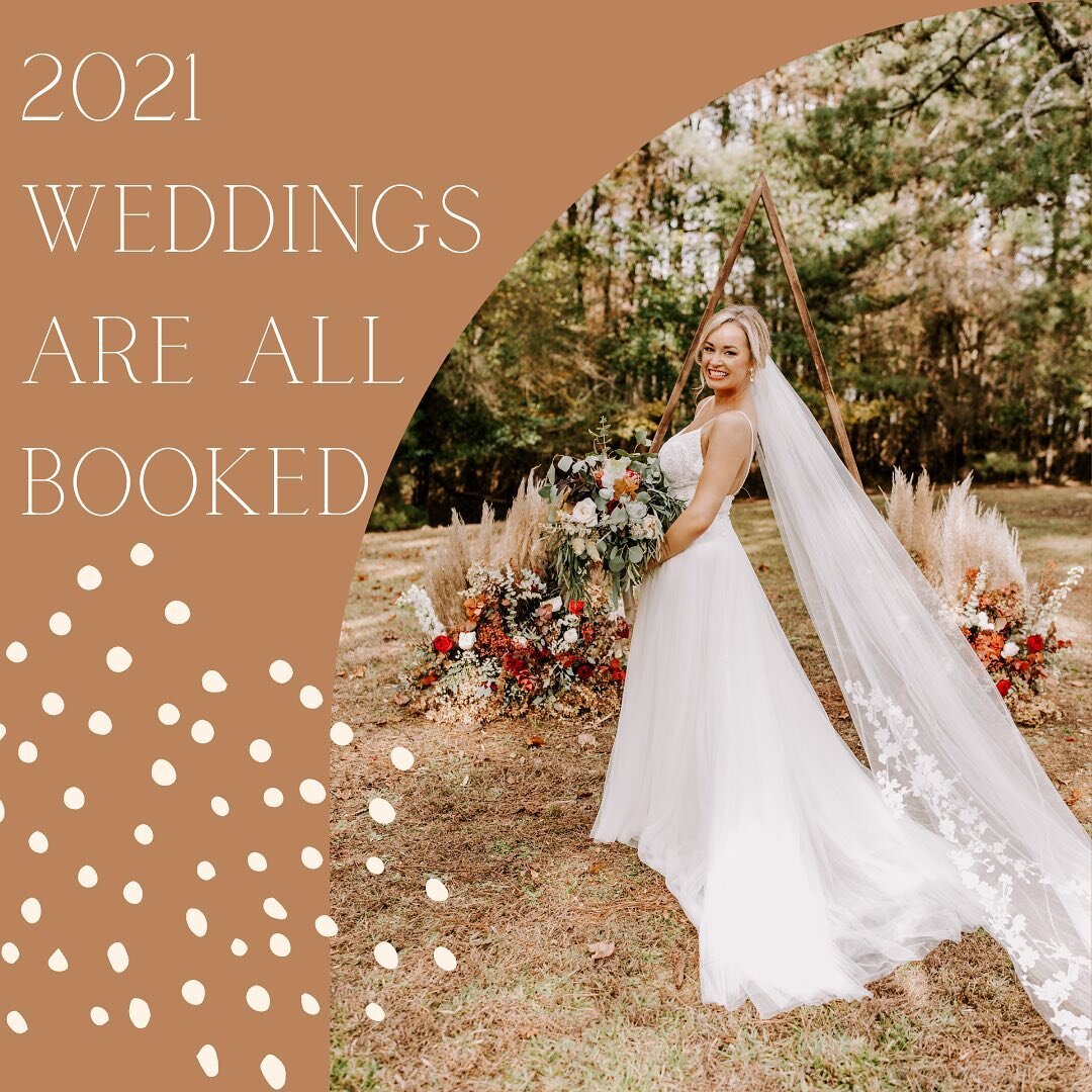 Legit cannot believe I&rsquo;m posting this: I&rsquo;m all booked for the 2021 wedding calendar!!

Unless we are already talking/in process of proposals/deposits, I will not be taking on anymore weddings this year. 

I am so excited for all my 2021 b
